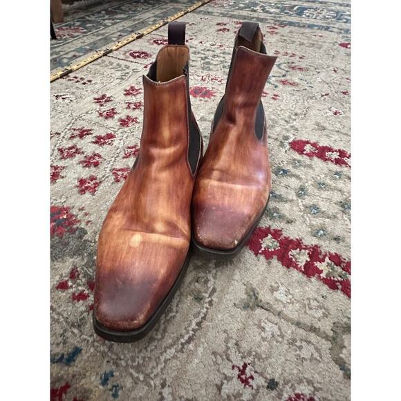 MAGNANNI Men\'s Brown Leather RILEY Cognac Chelsea Boots Size 7.5M main image 11